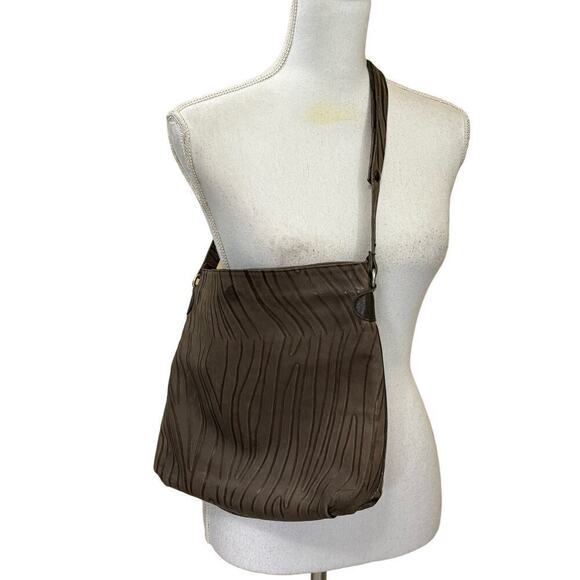 Charles Klein brown shoulder bag, embossed leather, classic, everyday, simple - Picture 1 of 6